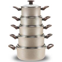 jogo de Panelas Caçarolas 16 a 24 Antiaderente Teflon 6 Camadas Crema Tampa de Vidro jogo de Panelas Caçarolas 16 a 24 Antiaderente Teflon 6 Camadas Crema Tampa de Vidro