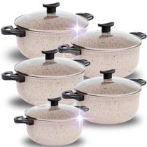 Jogo de Panelas Caçarolas 5 Peças Vanilla Creme Antiaderente Teflon Panelas Grande Jogo de Panelas Caçarolas 5 Peças Vanilla Creme Antiaderente Teflon Panelas Grande