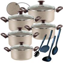 Jogo De Panelas Caçarolas 9 Peças Antiaderente 6 Camadas De Teflon Cor Crema Jogo De Panelas Caçarolas 9 Peças Antiaderente 6 Camadas De Teflon Cor Crema