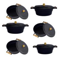 Jogo De Panelas Caçarolas De Ferro Fundido Com Tampa Nº 14 a 24º 6 Unidades Jogo De Panelas Caçarolas De Ferro Fundido Com Tampa Nº 14 a 24º 6 Unidades