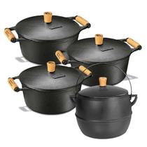 Jogo de Panelas Caçarolas e Caldeirão Bojudo Ferro Fundido - Panela Mineira Jogo de Panelas Caçarolas e Caldeirão Bojudo Ferro Fundido - Panela Mineira