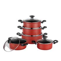 Jogo De Panelas Caçarolas Para Cozinha 5 Peças Teflon Antiaderente Tampa De Vidro