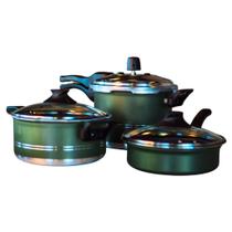 Jogo de Panelas Cactus Top Trio Com Panela de Pressão Kit 4,5L e 3L Antiaderente Fundo Usinado e Frigideira Tampa Vidro Jogo de Panelas Cactus Top Trio Com Panela de Pressão Kit 4,5L e 3L Antiaderente Fundo Usinado e Frigideira Tampa Vidro
