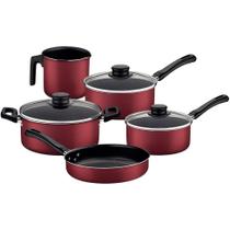 Jogo de Panelas Caribe com Revestimento Interno e Externo em antiaderente Starflon Max Vermelho 05 Peças Tramontina Jogo de Panelas Caribe com Revestimento Interno e Externo em antiaderente Starflon Max Vermelho 05 Peças Tramontina