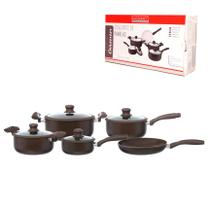 Jogo de panelas carmin marrom 5 peças