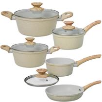 Jogo De Panelas Casa Ambiente Orgânica 5 Peças Indução Bege