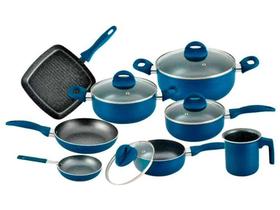 Jogo de Panelas Casambiente Cerâmico de Alumínio Azul 8 Peças Blue Jogo de Panelas Casambiente Cerâmico de Alumínio Azul 8 Peças Blue