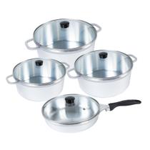 Jogo De Panelas Cava 18 22 24cm + Frigideira 24cm Alumínio Fundido Polido