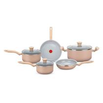 Jogo de Panelas Ceramic Light Sand Revestimento Cerâmico 5 Peças Rochedo