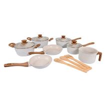 Jogo De Panelas Ceramica 10 Peças Fogão Indução Antiaderente Mimo Style Cook Marmol Vanila