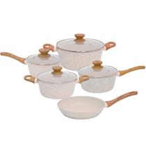 Jogo De Panelas Cerâmica 5 Peças Indução Fundo Triplo Marmol