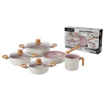 Jogo De Panelas Cerâmica 5 Peças Verona Antiaderente Indução Gás Branco Cinza Preto Jogo De Panelas Cerâmica 5 Peças Verona Antiaderente Indução Gás Branco Cinza Preto