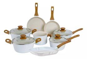 Jogo de Panelas Cerâmica 8 Peças Indução Marmol Mimo Style