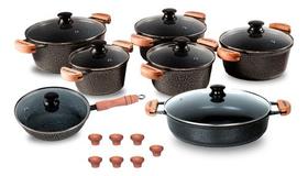 Jogo De Panelas Cerâmica Antiaderente Com Frigideiras 22 26 Preto