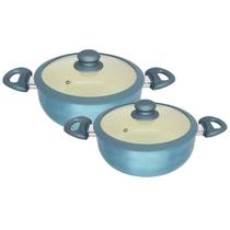 Jogo De Panelas Cerâmica Antiaderente Indução Tampa Silicone Cooktop Fogão 2 Peças Jogo De Panelas Cerâmica Antiaderente Indução Tampa Silicone Cooktop Fogão 2 Peças