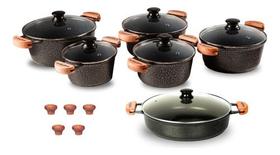 Jogo De Panelas Cerâmica Com Frigideira 26 Antiaderente Preto