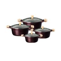 Jogo de panelas cerâmica com tampa de vidro e alças madeira - Aluminio Fundido Javali 4peças Jogo de panelas cerâmica com tampa de vidro e alças madeira - Aluminio Fundido Javali 4peças