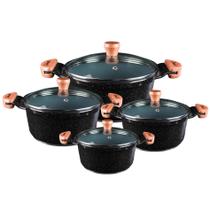 Jogo de panelas cerâmica com tampa de vidro e alças madeira - Aluminio Fundido Javali 4peças Jogo de panelas cerâmica com tampa de vidro e alças madeira - Aluminio Fundido Javali 4peças