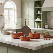 Jogo de Panelas Cerâmica Diamond 4 Peças Antiaderente Indução e Gás