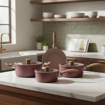 Jogo de Panelas Cerâmica Diamond 4 Peças Antiaderente Indução e Gás