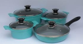 Jogo de panelas cerâmica + frigideira javali tampa de vidro