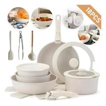 Jogo De Panelas Cerâmica Indução Cabo Removível 18 Pçs FDA