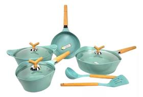 Jogo De Panelas Cerâmica Tampa De Vidro Indução Mgc 15pçs