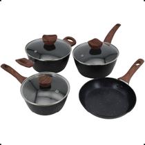 Jogo de Panelas Cerâmica Vanilla Stone 4 Peças Antiaderente Tampa Vidro Temperado Cabos Antitérmicos Jogo de Panelas Cerâmica Vanilla Stone 4 Peças Antiaderente Tampa Vidro Temperado Cabos Antitérmicos