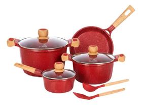 Jogo De Panelas Cerâmicas Indução French Cava 6pçs Cor Vermelho