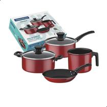 Jogo De Panelas Coimbra Alumínio 4 Peças Vermelho Tramontina