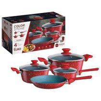 Jogo de Panelas Colorstone Antiaderente 4 pçs Volcano Verm Indução