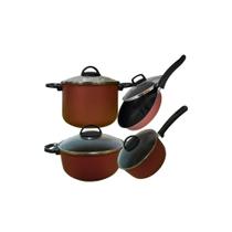 Jogo De Panelas Com 4 Teflon Frigideira E Panelas Vermelho Jogo De Panelas Com 4 Teflon Frigideira E Panelas Vermelho