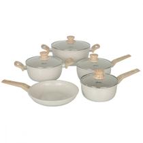 Jogo de Panelas Com 5 Peças Oster Marble Life Cerâmico Antiaderente - Cream Jogo de Panelas Com 5 Peças Oster Marble Life Cerâmico Antiaderente - Cream