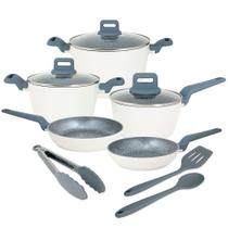 Jogo de Panelas Com 8 Peças Neuhaus Ceramic Edition Cerâmico Antiaderente e Acessórios em Silicone - Off White Jogo de Panelas Com 8 Peças Neuhaus Ceramic Edition Cerâmico Antiaderente e Acessórios em Silicone - Off White