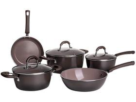 Jogo de Panelas com Fundo de Indução Brinox Ceramic Life Select 5 Peças Carbono