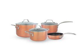 Jogo de Panelas com Fundo de Indução Brinox Copper 4 Peças Cobre Jogo de Panelas com Fundo de Indução Brinox Copper 4 Peças Cobre