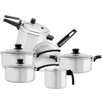 Jogo De Panelas Com Panela De Pressão 4,5 Litros 6 Pçs Panelux Magnific Classic Em Alumínio Polida