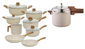 Jogo De Panelas Com Panela De Pressão 9 Peças Vanilla Sahara