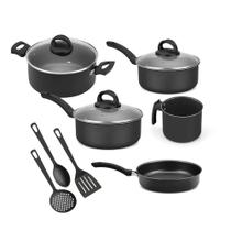 Jogo De Panelas com Tampa de Vidro 5 Peças Preto Nacional