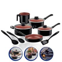 Jogo De Panelas Com Utensílios Em Nylon 8Pç Preto Tramontina