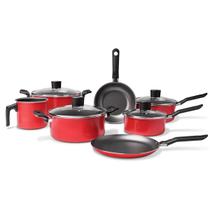 Jogo de Panelas Conjunto Prático Garlic 7 Peças Brinox Antiaderente Design Moderno Alta Durabilidade Cor Vermelha Fogão a Gás Jogo de Panelas Conjunto Prático Garlic 7 Peças Brinox Antiaderente Design Moderno Alta Durabilidade Cor Vermelha Fogão a Gás