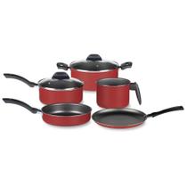 Jogo de Panelas de Alumínio Alegrete Basic Antiaderente Vermelho 5 Peças