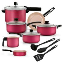Jogo de Panelas de Alumínio Antiaderente Magnific 10 Peças Cereja - Panelux Jogo de Panelas de Alumínio Antiaderente Magnific 10 Peças Cereja - Panelux