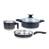 Jogo de Panelas de Alumínio com 3 Pçs Frigideira Caneco Caçarola Jogo de Panelas de Alumínio com 3 Pçs Frigideira Caneco Caçarola