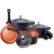 Jogo De Panelas De Aluminio Le Cook Revestimento Cerâmico Preta 04 Peças