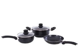 Jogo de Panelas de Alumínio Marble Preto com 3 Peças