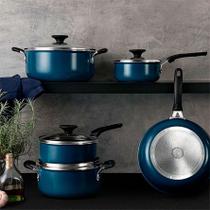 Jogo De Panelas De Alumínio Tunis Antiaderente Azul 05 Peças