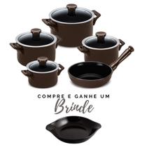 Jogo de Panelas de Cerâmica Clear 5 Peças Chocolate + Brinde Ceraflame Jogo de Panelas de Cerâmica Clear 5 Peças Chocolate + Brinde Ceraflame