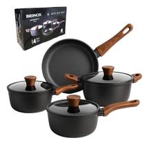 Jogo de Panelas de Cerâmica Sirius Antiaderente Indução Preto 04 peças
