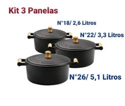 Jogo de Panelas de Ferro Entrega Rápida kit N18 + N22 + N26 Jogo de Panelas de Ferro Entrega Rápida kit N18 + N22 + N26